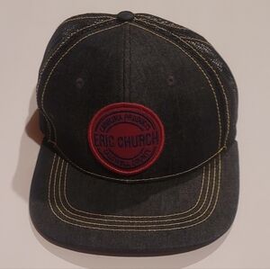Eric Church Hat Cap Adjustable Dark Black Denim Trucker Patch